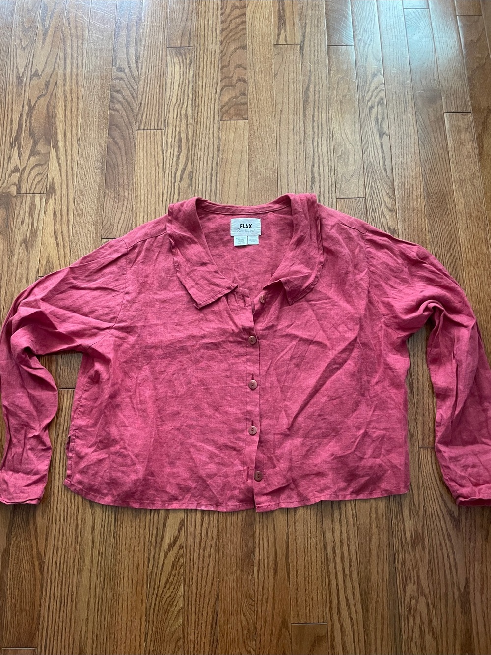 Flax 100% Linen Cropped Button Down Women’s Sz Medium